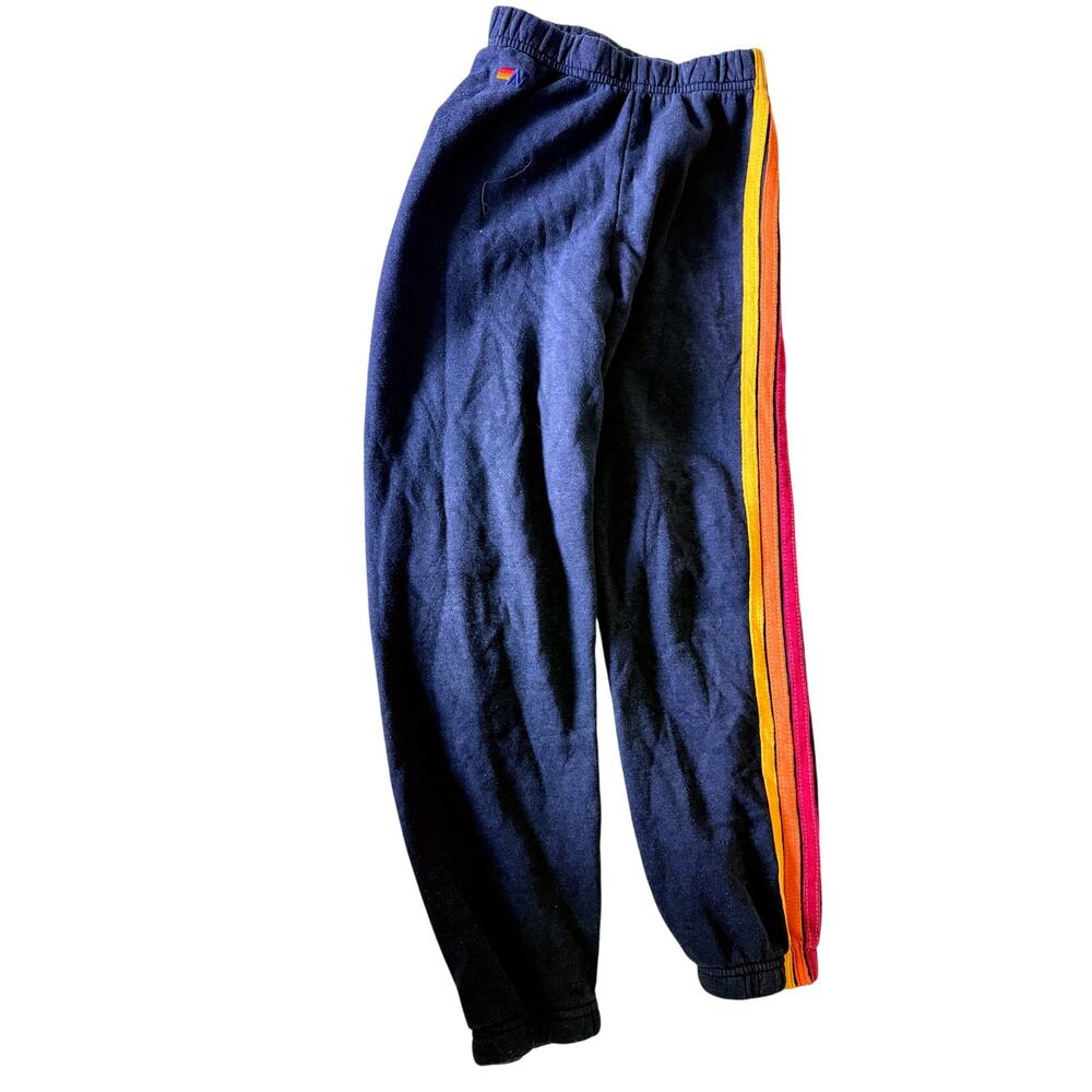 Aviator Nation Kids Navy 5-Stripe Rainbow Sweatpants sz 10